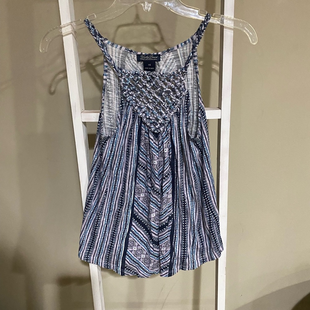 Lucky Brand Blue and White Patterned Blouse- XS
